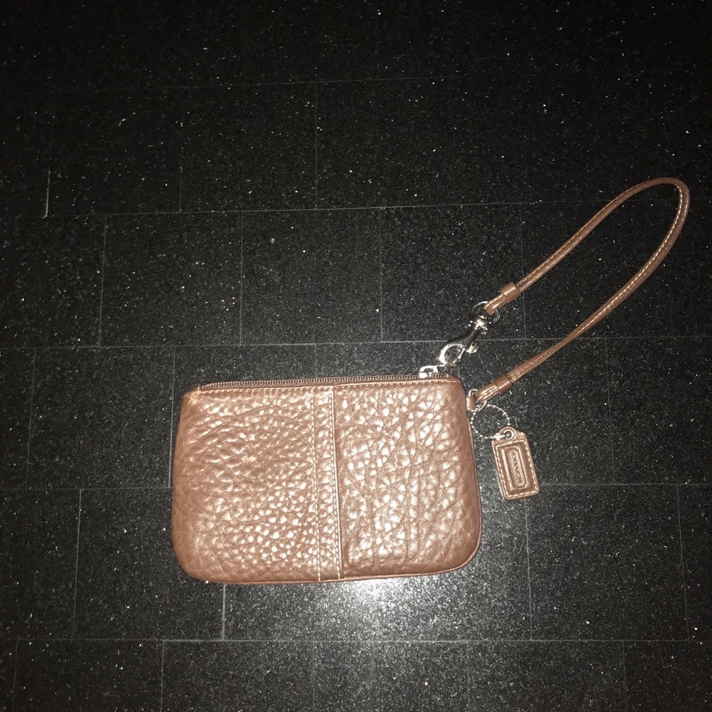 NWOT Authentic Coach Brown Leather Wristlet